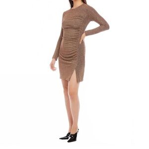 Karen Kane Shimmering Brown Long Sleeve Dress